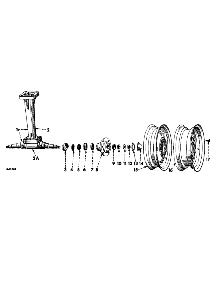 Схема запчастей Case IH 404 - (093) - WHEELS, FRONT WHEEL, AXLE AND BOLSTER, FARMALL SERIES (11) - WHEELS