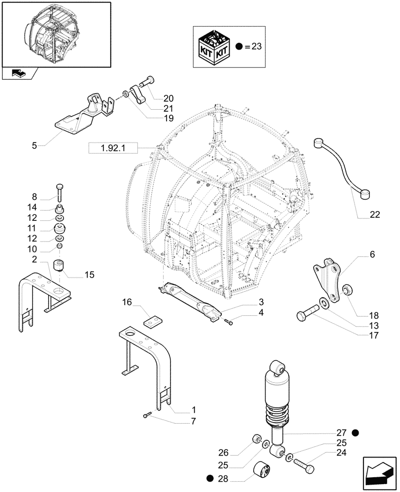 Схема запчастей Case IH PUMA 140 - (1.92.6/01) - CABIN SUSPENSION - SUPPORTS (VAR.330658-331658) (10) - OPERATORS PLATFORM/CAB