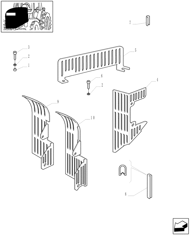 Схема запчастей Case IH MXM120 - (1.19.9) - ENGINE GUARD (02) - ENGINE EQUIPMENT
