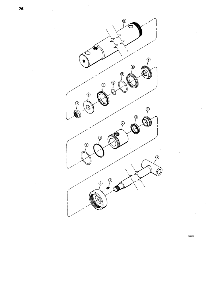 Схема запчастей Case IH 1816 - (76) - D56773 BUCKET CYLINDERS, WARD CYLINDER, NO SPUDS AT HYDRAULIC PORTS (35) - HYDRAULIC SYSTEMS