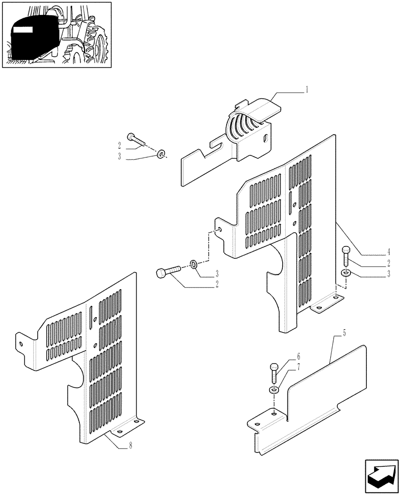 Схема запчастей Case IH MXU115 - (1.19.9/01) - (VAR.435-437/1-608-612) ENGINE GUARD FOR AIR CONDITIONING (02) - ENGINE EQUIPMENT