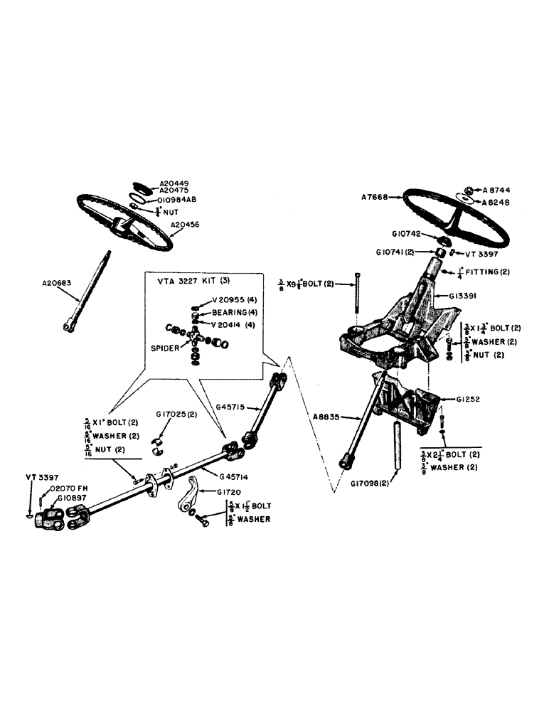 Схема запчастей Case IH 600B-SERIES - (078) - STEERING WHEEL, SHAFTS AND UNIVERSALS, 510B AND 511B TRACTORS (05) - STEERING