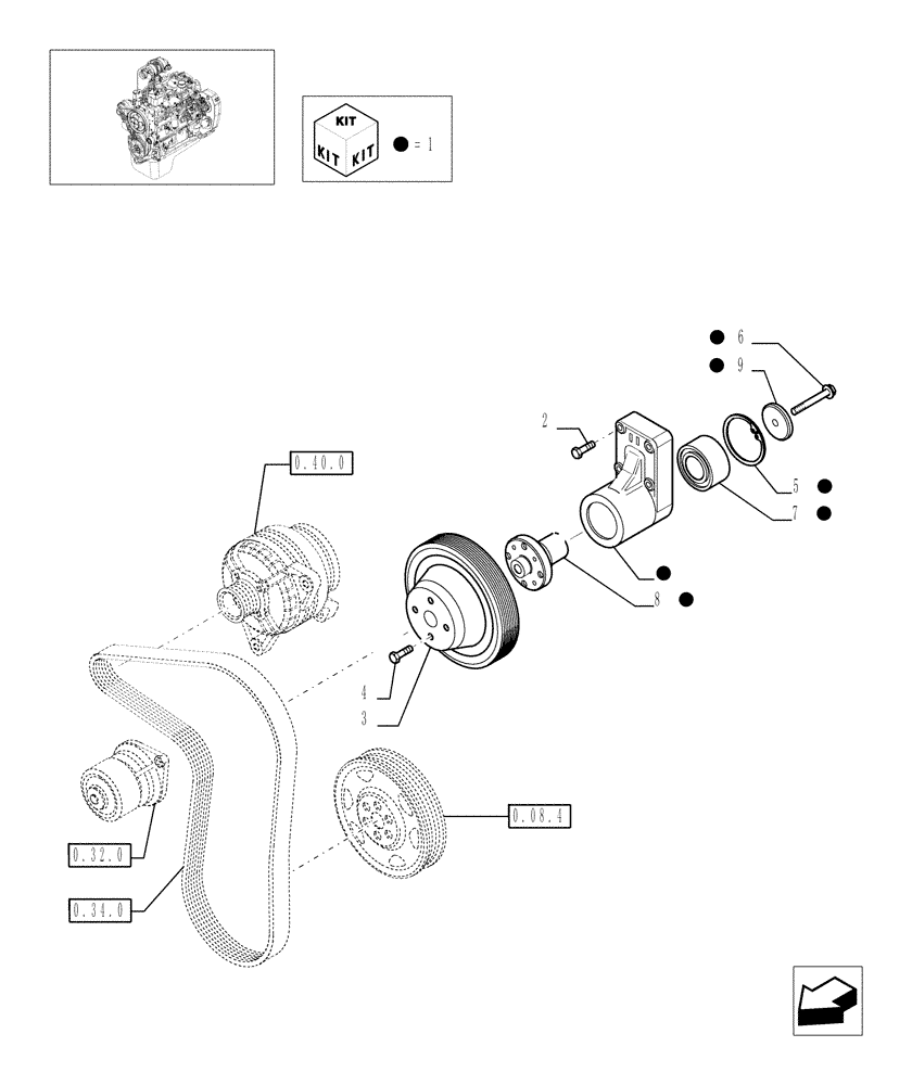 Схема запчастей Case IH F4BE0484C D601 - (0.34.5[01]) - FAN DRIVE 