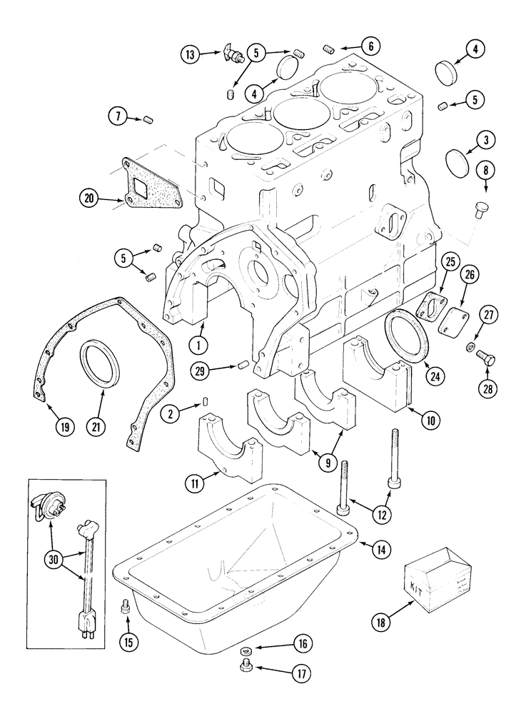 Схема запчастей Case IH 1835C - (2-18) - CYLINDER BLOCK, TMD-20 DIESEL ENGINE (02) - ENGINE