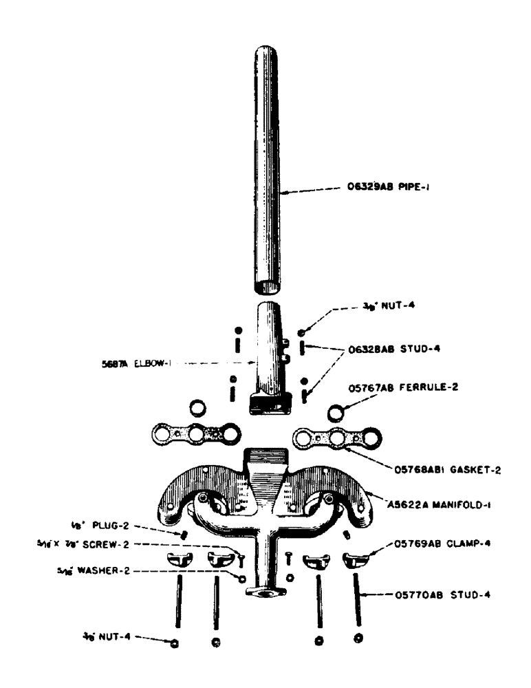 Схема запчастей Case IH SO-SERIES - (016) - GASOLINE MANIFOLD AND EXHAUST PIPE, S, SC, SO (02) - ENGINE