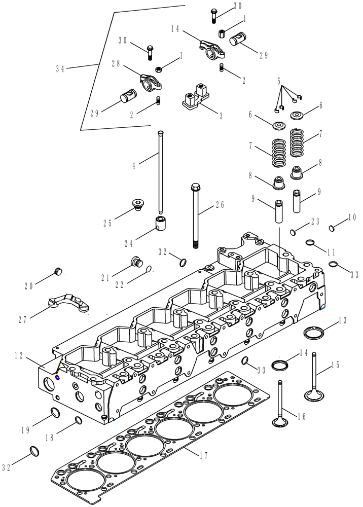 Схема запчастей Case IH 420 TIER 3 - (02-16) - CYLINDER HEAD - VALVE MECHANISM (01) - ENGINE