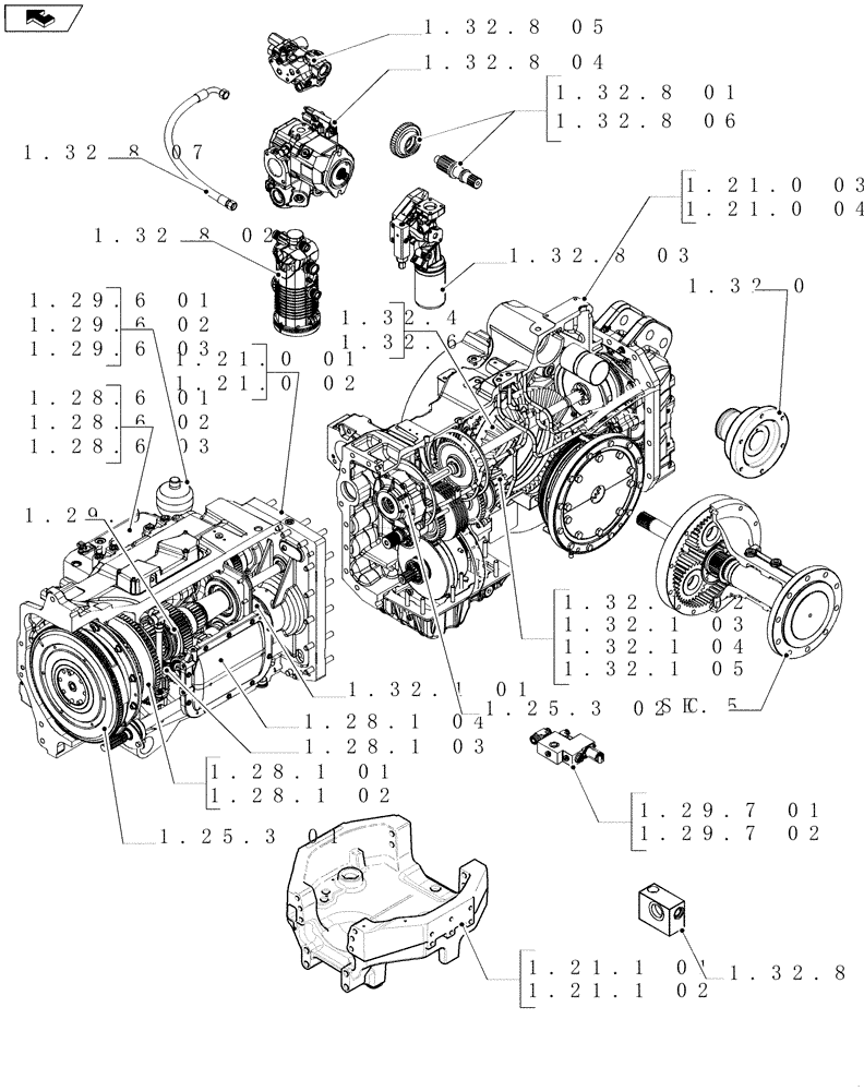 Схема запчастей Case IH PUMA 165 - (SEC. 03) - TRANSMISSION (00) - GENERAL