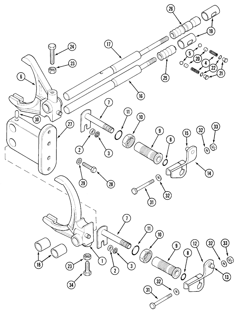 Схема запчастей Case IH 5230 - (6-046) - TRANSMISSION, RANGE SHIFT LINKAGE, INTERNAL, - JJF1029999 (06) - POWER TRAIN