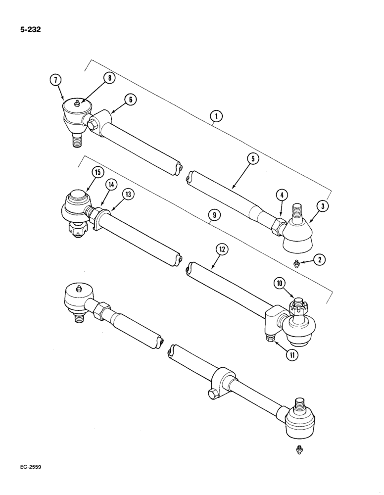 Схема запчастей Case IH 585 - (5-232) - TIE ROD (05) - STEERING