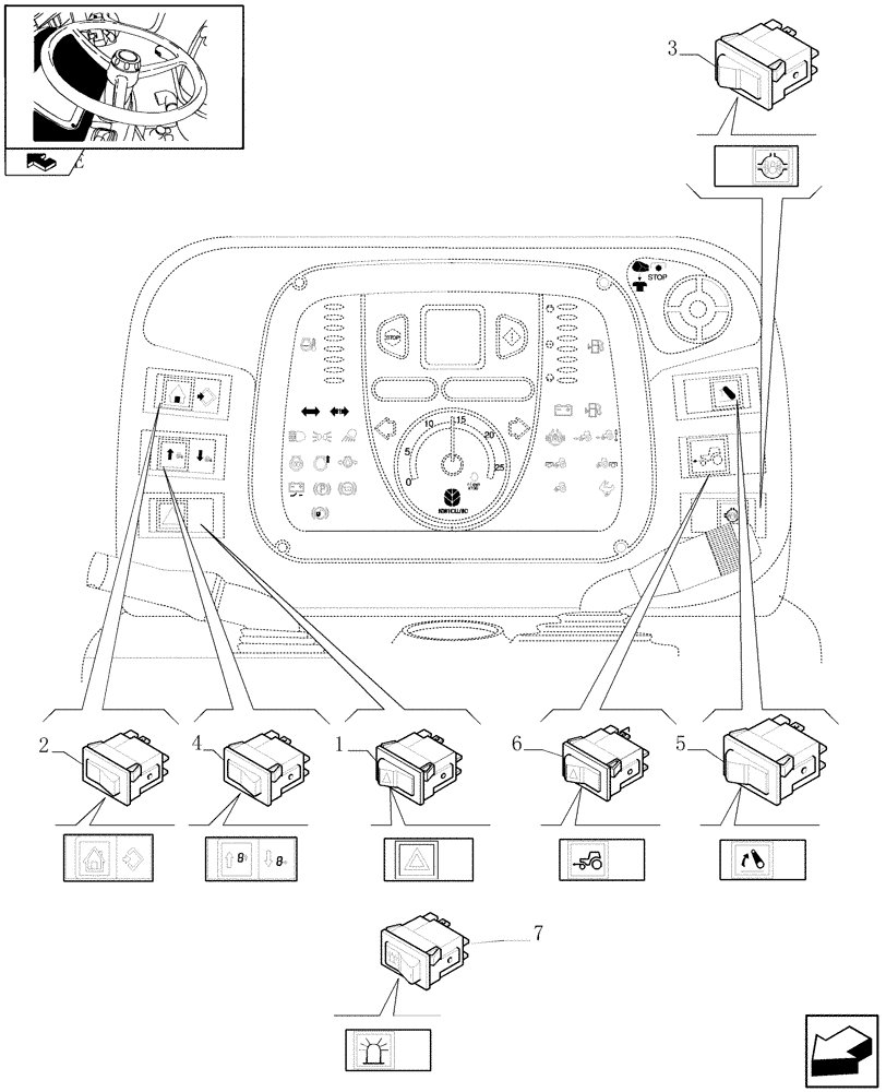 Схема запчастей Case IH FARMALL 95N - (1.91.1[01]) - SWITCH AND RELATED PARTS (10) - OPERATORS PLATFORM/CAB