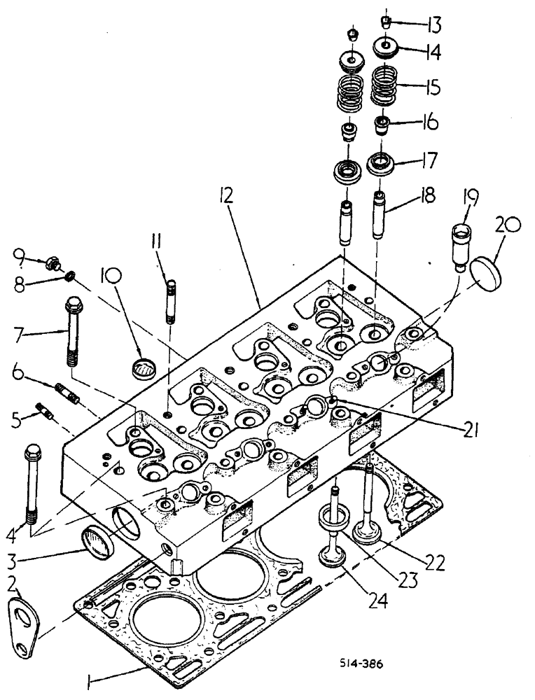 Схема запчастей Case IH 884 - (12-066) - CYLINDER HEAD, VALVES AND STUDS Power
