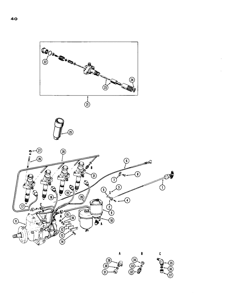 Схема запчастей Case IH 188 - (40) - FUEL SYSTEM, DIESEL ENGINE 