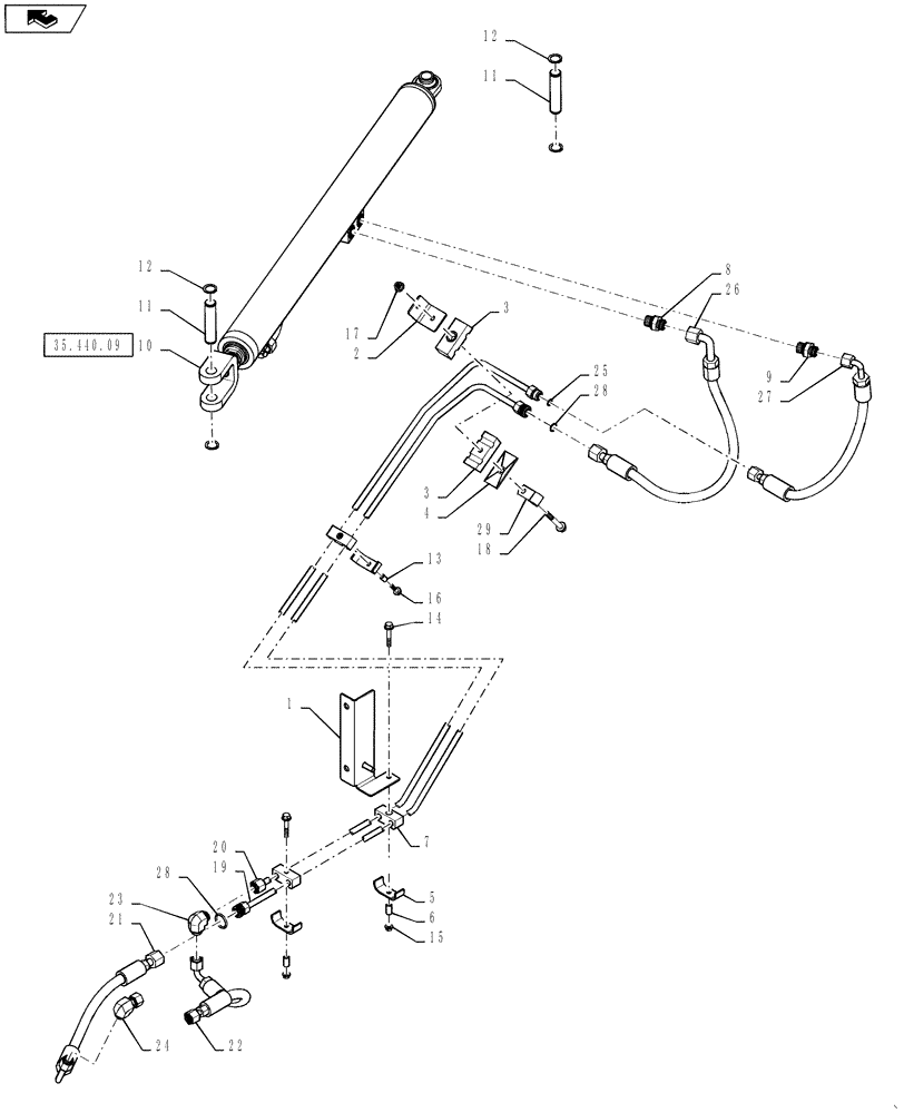 Схема запчастей Case IH 7130 - (35.440.08) - HYDRAULICS, UNLOADER SWING CIRCUIT (35) - HYDRAULIC SYSTEMS