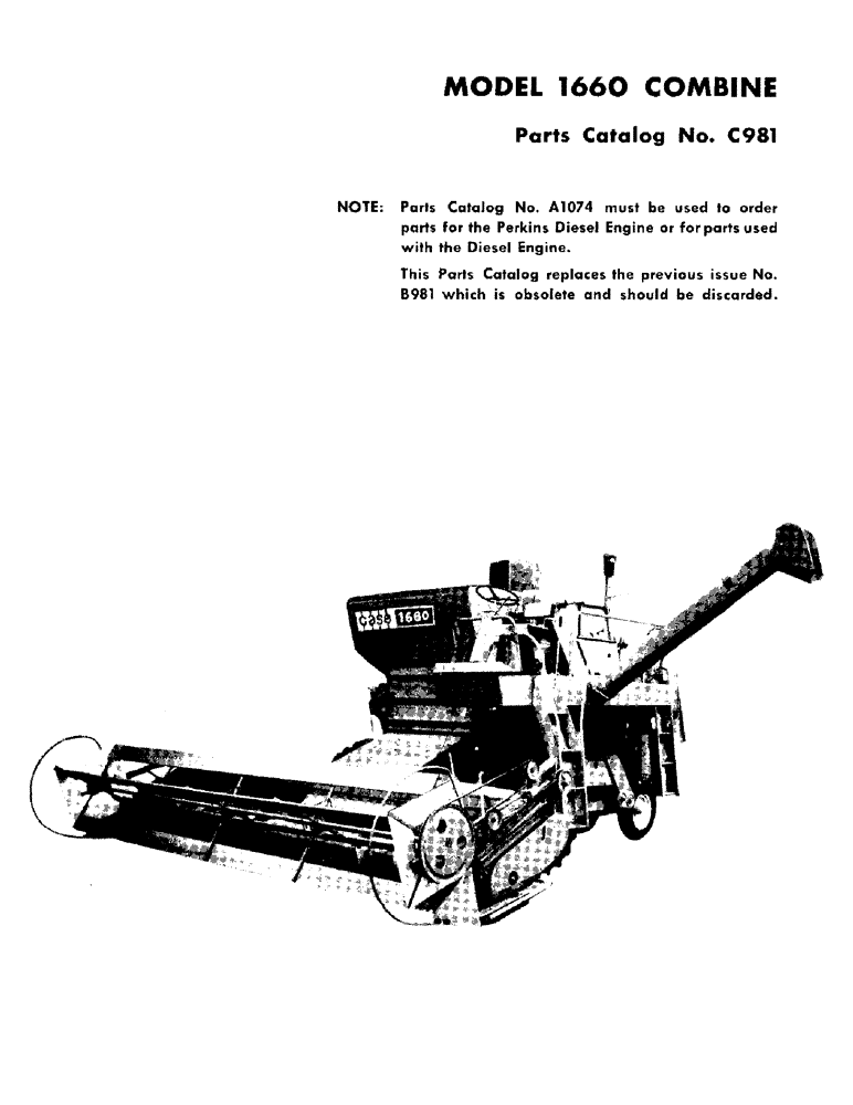 Схема запчастей Case IH 1660 - (001A) - PARTS CATALOG (00) - GENERAL & PICTORIAL INDEX