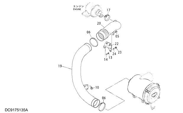 Схема запчастей Hitachi ZX250LCK-3G - 017 AIR CLEANER SUPPORT 01 UPPERSTRUCTURE