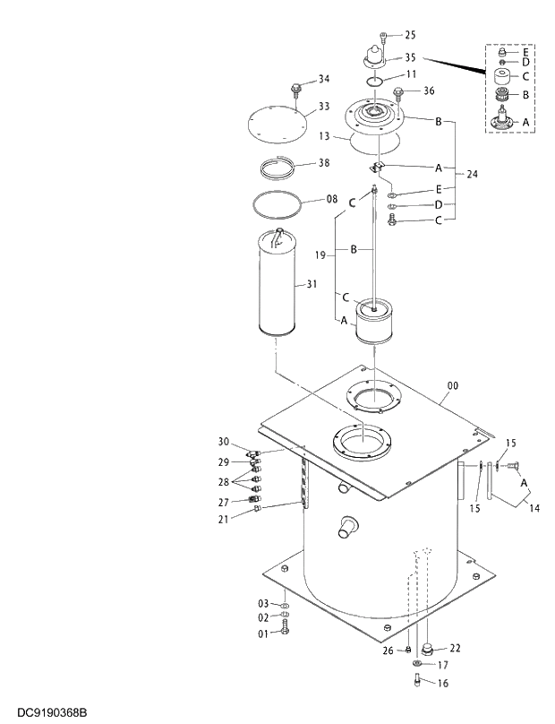 Схема запчастей Hitachi ZX250LCK-3G - 031 OIL TANK 01 UPPERSTRUCTURE