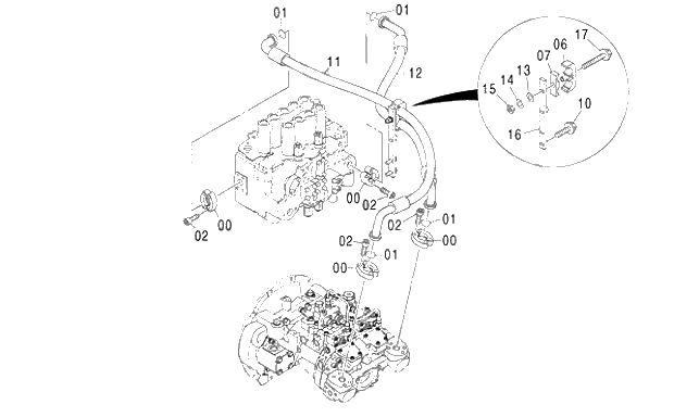 Схема запчастей Hitachi ZX250LCK-3G - 034 DELIVERY PIPING 01 UPPERSTRUCTURE