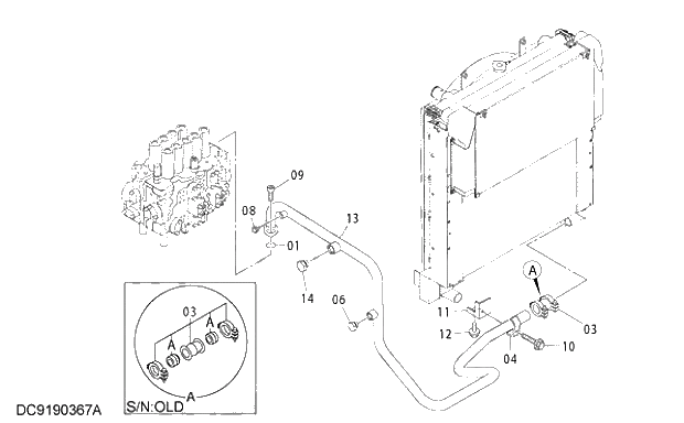 Схема запчастей Hitachi ZX250K-3G - 036 RETURN PIPING (2) 01 UPPERSTRUCTURE