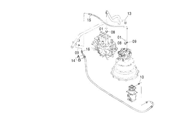 Схема запчастей Hitachi ZX250LCK-3G - 037 DRAIN PIPING 01 UPPERSTRUCTURE