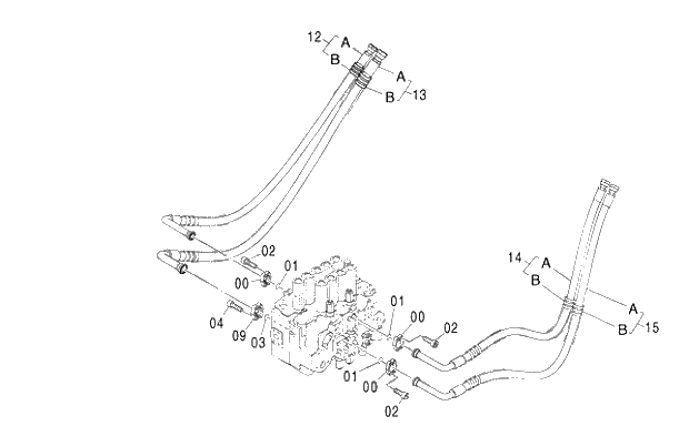 Схема запчастей Hitachi ZX250LCK-3G - 039 MAIN PIPING (2) 01 UPPERSTRUCTURE
