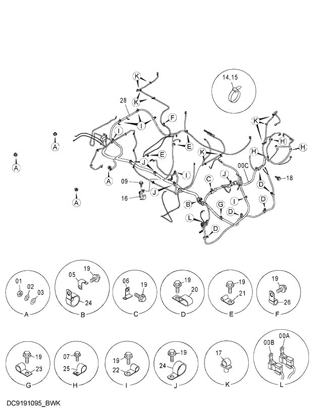 Схема запчастей Hitachi ZX250LCK-3G - 074 ELECTRIC PARTS (C) 01 UPPERSTRUCTURE