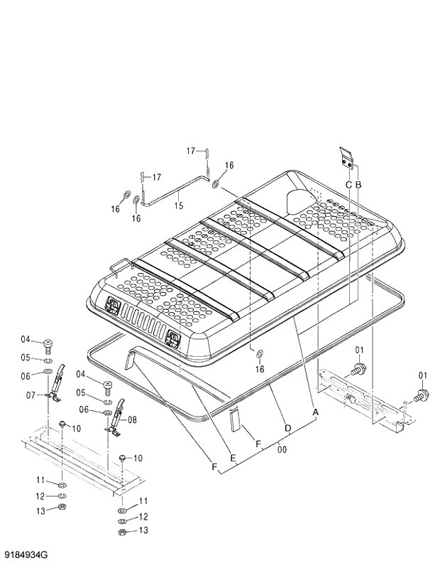 Схема запчастей Hitachi ZX250LCK-3G - 135 ENGINE COVER 01 UPPERSTRUCTURE