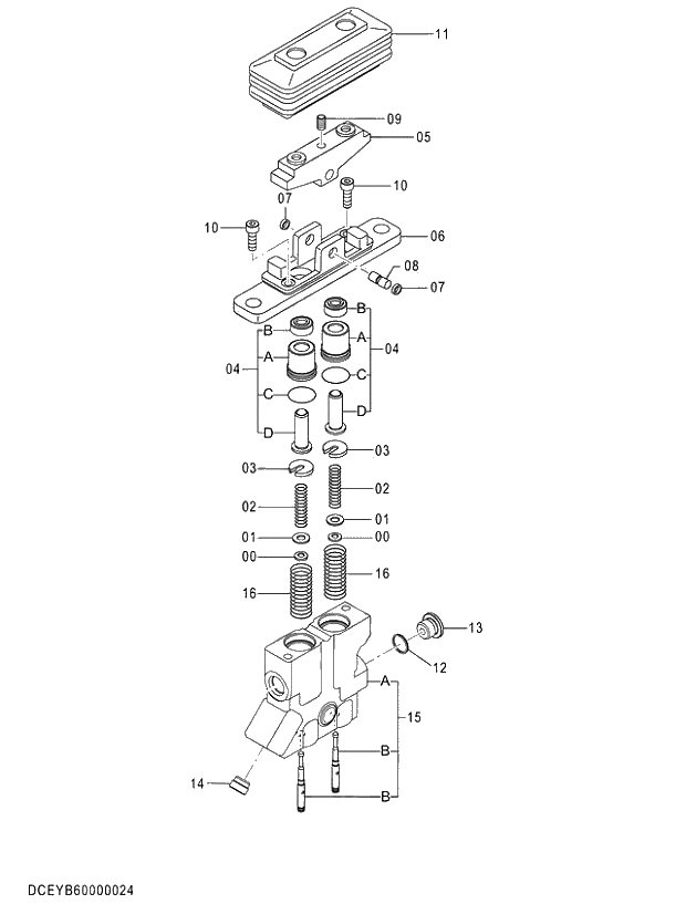 Схема запчастей Hitachi ZX280-5G - 008 VALVE;PILOT 03 VALVE