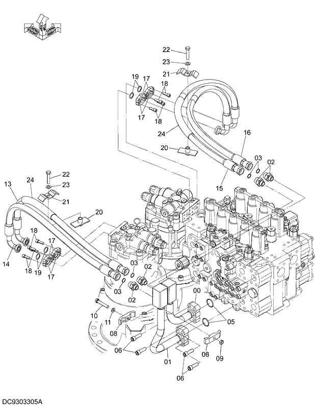 Схема запчастей Hitachi ZX470R-5G - 001 MAIN PIPING (1) 06 HYDRAULIC PIPING (MAIN)