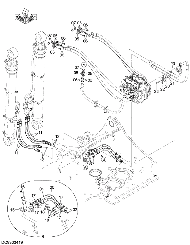 Схема запчастей Hitachi ZX470R-5G - 004 MAIN PIPING (3-2) 06 HYDRAULIC PIPING (MAIN)