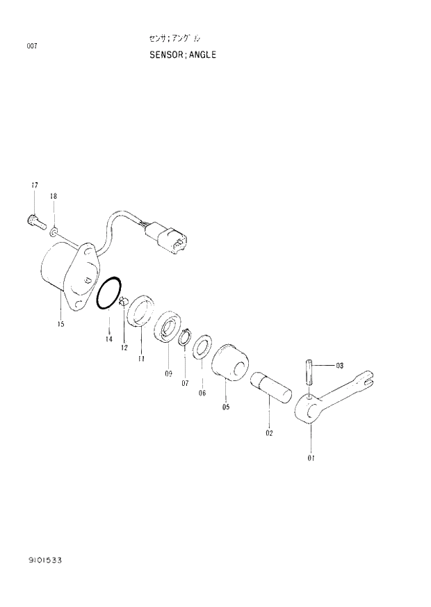 Схема запчастей Hitachi EX220-2 - 007 ANGEL SENSOR (008001 -). 01 PUMP