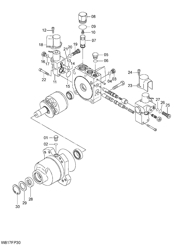 Схема запчастей Hitachi ZW310A - 001 MOTOR FAN(FPM001). 02 MOTOR