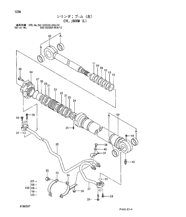 Схема запчастей Hitachi ZX280LC - 123 CYL.BOOM (L). CYLINDER