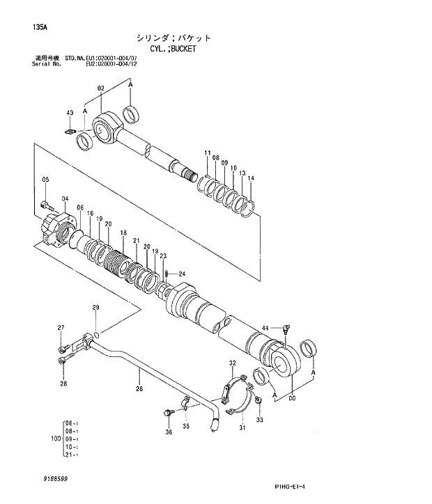 Схема запчастей Hitachi ZX280LCN - 135 CYL.BUCKET. CYLINDER