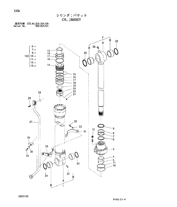 Схема запчастей Hitachi ZX280LC - 137 CYL.BUCKET. CYLINDER