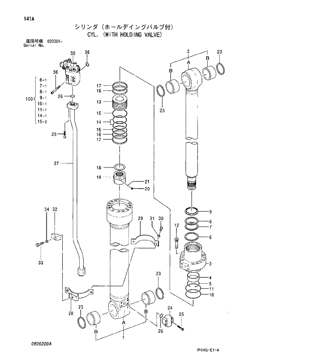 Схема запчастей Hitachi ZX280LC - 141 CYL. (WITH HOLDING VALVE). CYLINDER
