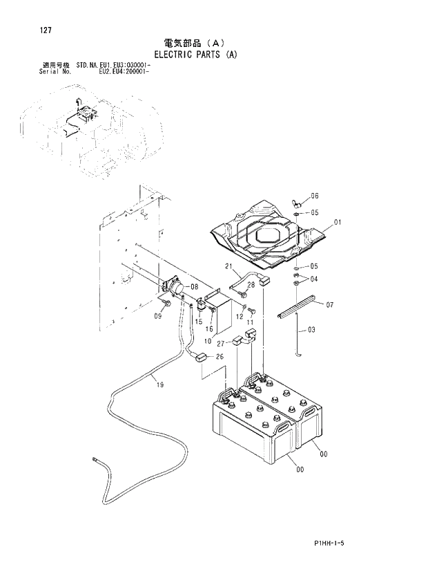 Схема запчастей Hitachi ZX330LC - 127 ELECTRIC PARTS (A). 01 UPPERSTRUCTURE