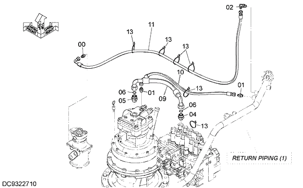 Схема запчастей Hitachi ZX350K-5G - 005 DRAIN PIPING 04 HYDRAULIC PIPING