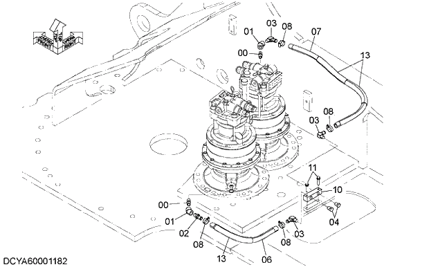 Схема запчастей Hitachi ZX470LC-5G - 005 SWING DEVICE DRAIN PIPING 04 HYDRAULIC SYSTEM