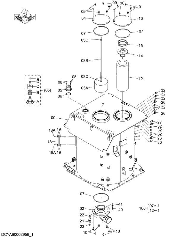 Схема запчастей Hitachi ZX470R-5G - 009 OIL TANK 04 HYDRAULIC SYSTEM