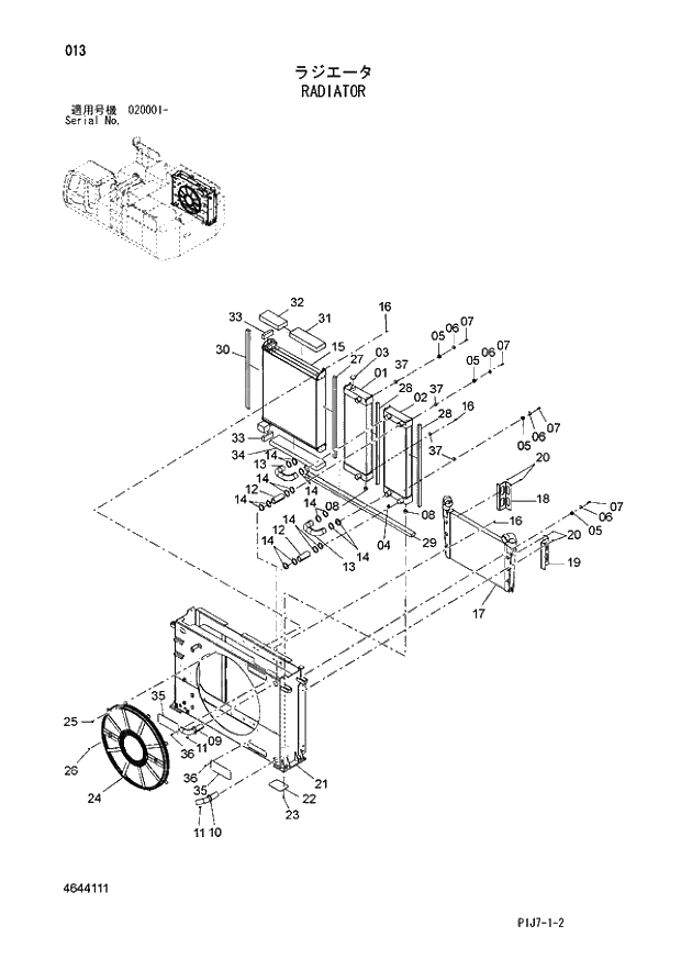 Схема запчастей Hitachi ZX670LCR-3 - 013 RADIATOR (020001 -). 01 UPPERSTRUCTURE