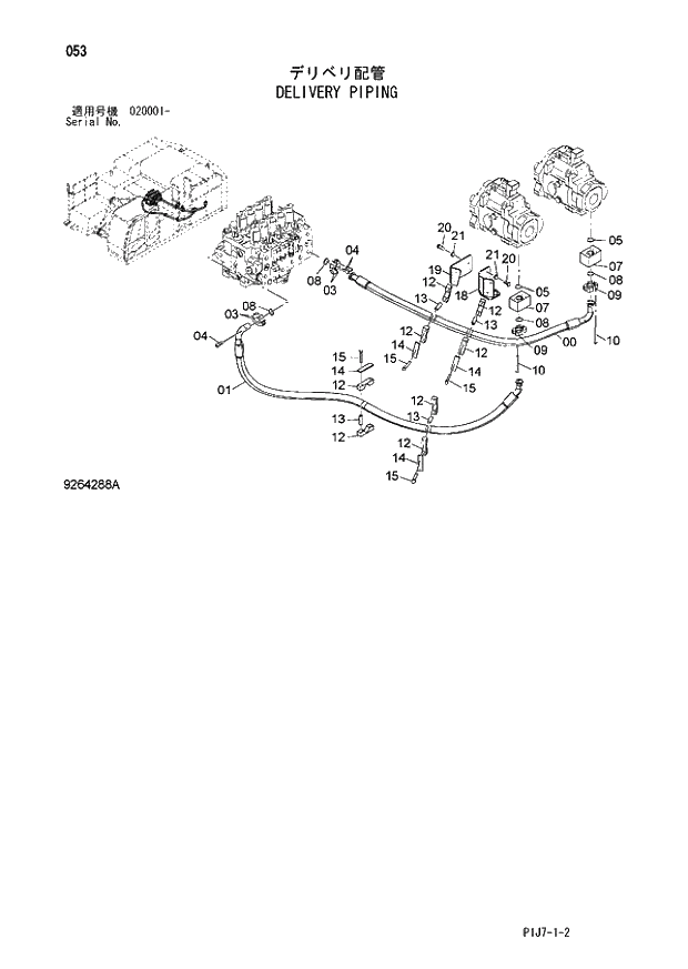 Схема запчастей Hitachi ZX650LC-3 - 053 DELIVERY PIPING (020001 -). 01 UPPERSTRUCTURE