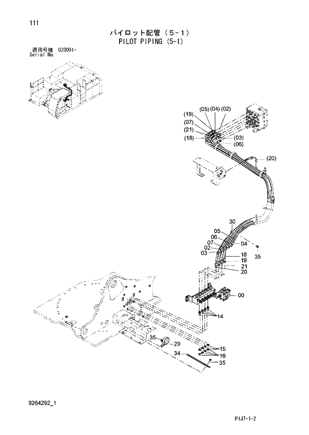 Схема запчастей Hitachi ZX670LCR-3 - 111 PILOT PIPING (5-1) (020001 -). 01 UPPERSTRUCTURE