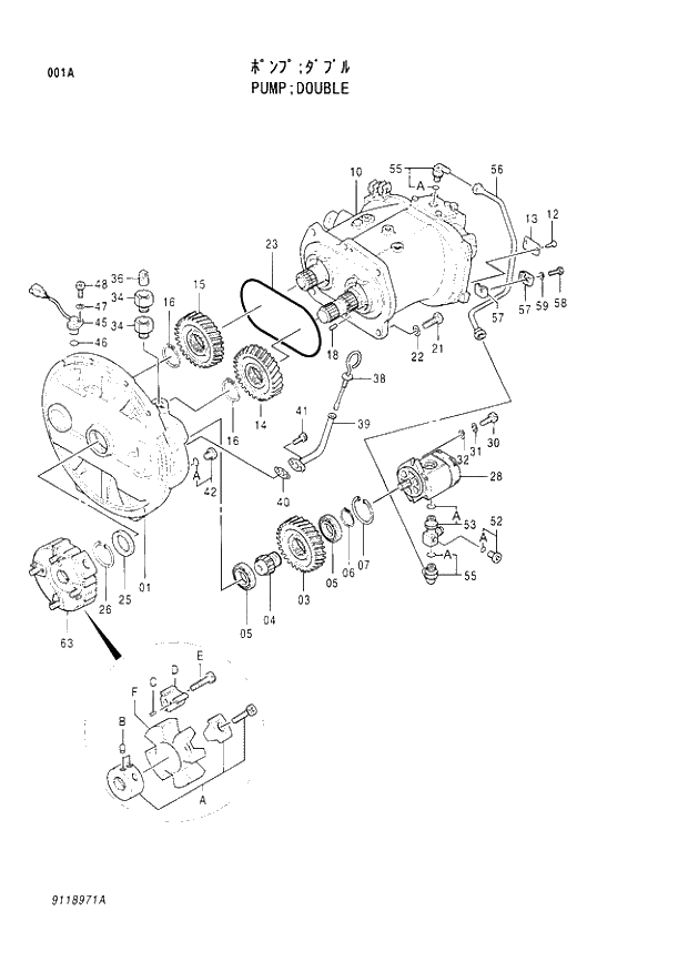 Схема запчастей Hitachi EX200-3 - 001 DOUBLE PUMP. 01PUMP