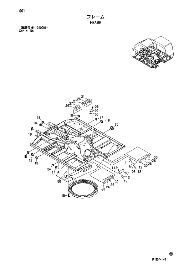 Схема запчастей Hitachi ZX110M - 001_FRAME (010001 -). 01 UPPERSTRUCTURE