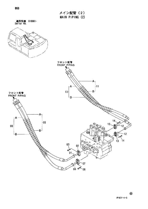 Схема запчастей Hitachi ZX110M - 053_MAIN PIPING (2) (010001 -). 01 UPPERSTRUCTURE