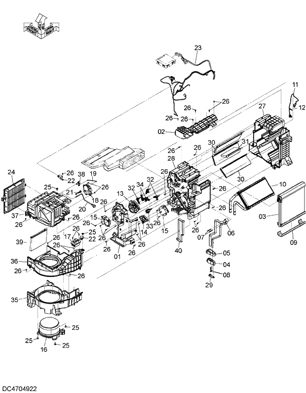 Схема запчастей Hitachi ZX210LCK-5G - 002 AIR CONDITIONER UNIT 10 AIR CONDITIONER(HEATER)