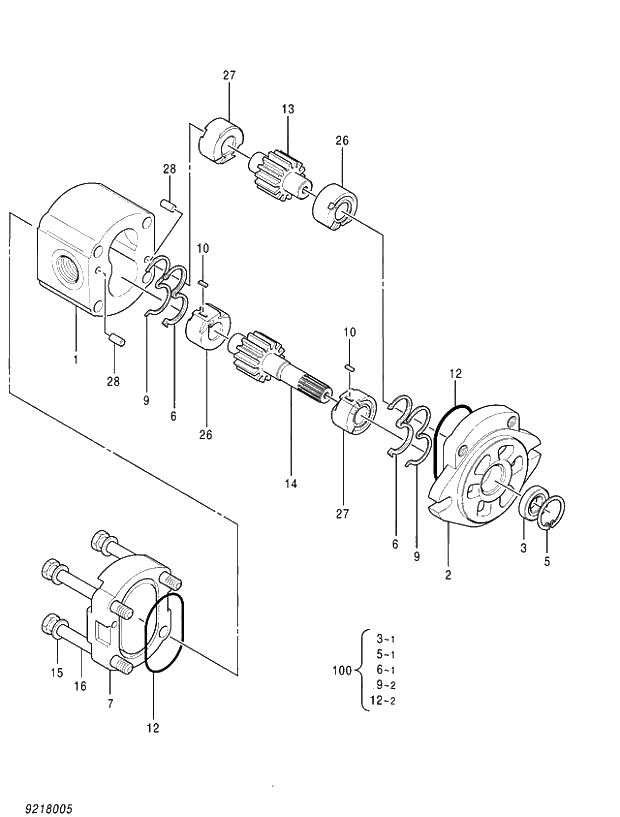 Схема запчастей Hitachi ZX520LC-3 - 001 PUMP;GEAR (020001-). 01 PUMP