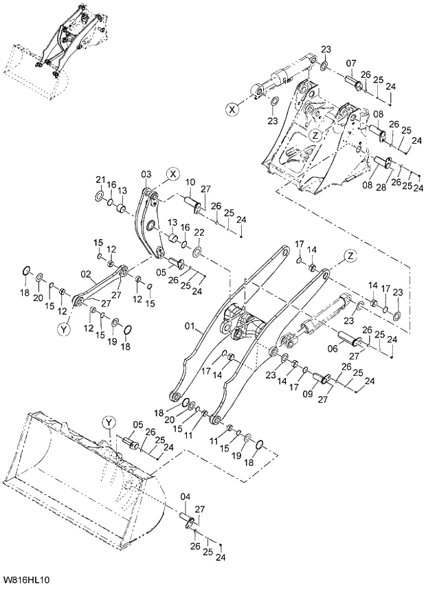 Схема запчастей Hitachi ZW220 - 220_HIGHT LIFT ARM(HLA) (000101-004999, 005101-). 07 LOADER ATTACHMENT