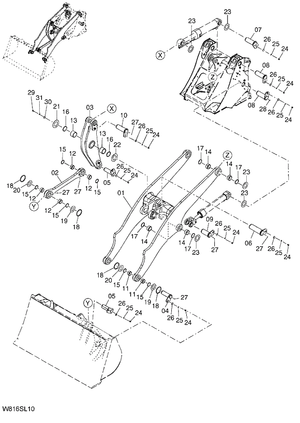 Схема запчастей Hitachi ZW220 - 221_LIFT ARM(FOR LOG GRAPPLE)(SLA002) (000101-004999, 005101-). 07 LOADER ATTACHMENT