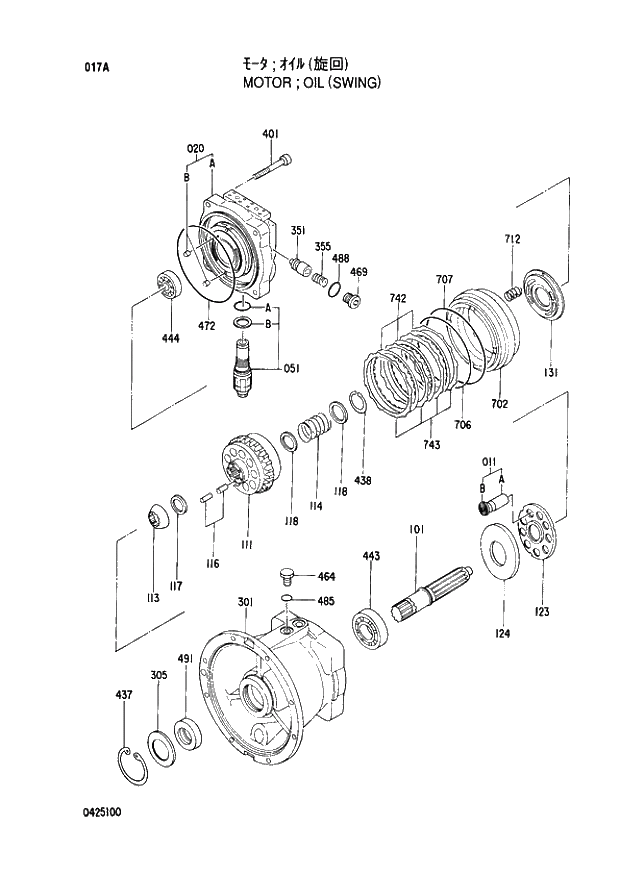 Схема запчастей Hitachi EX220LC-3 - 017 OIL MOTOR (SWING). 02MOTOR